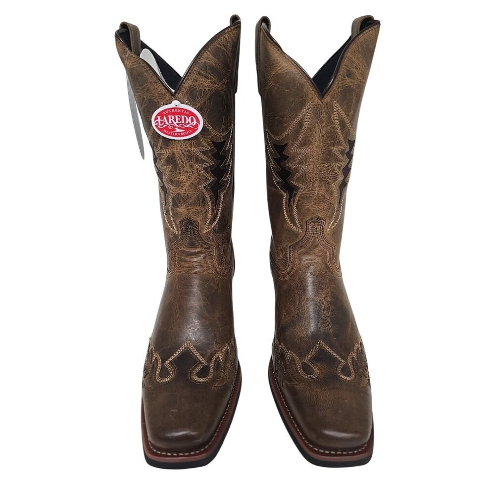 Laredo Men's 68470 12" W/O-Lay Williams Cowboy Leather Western Boot Tan 9.5 EW - Picture 5 of 6